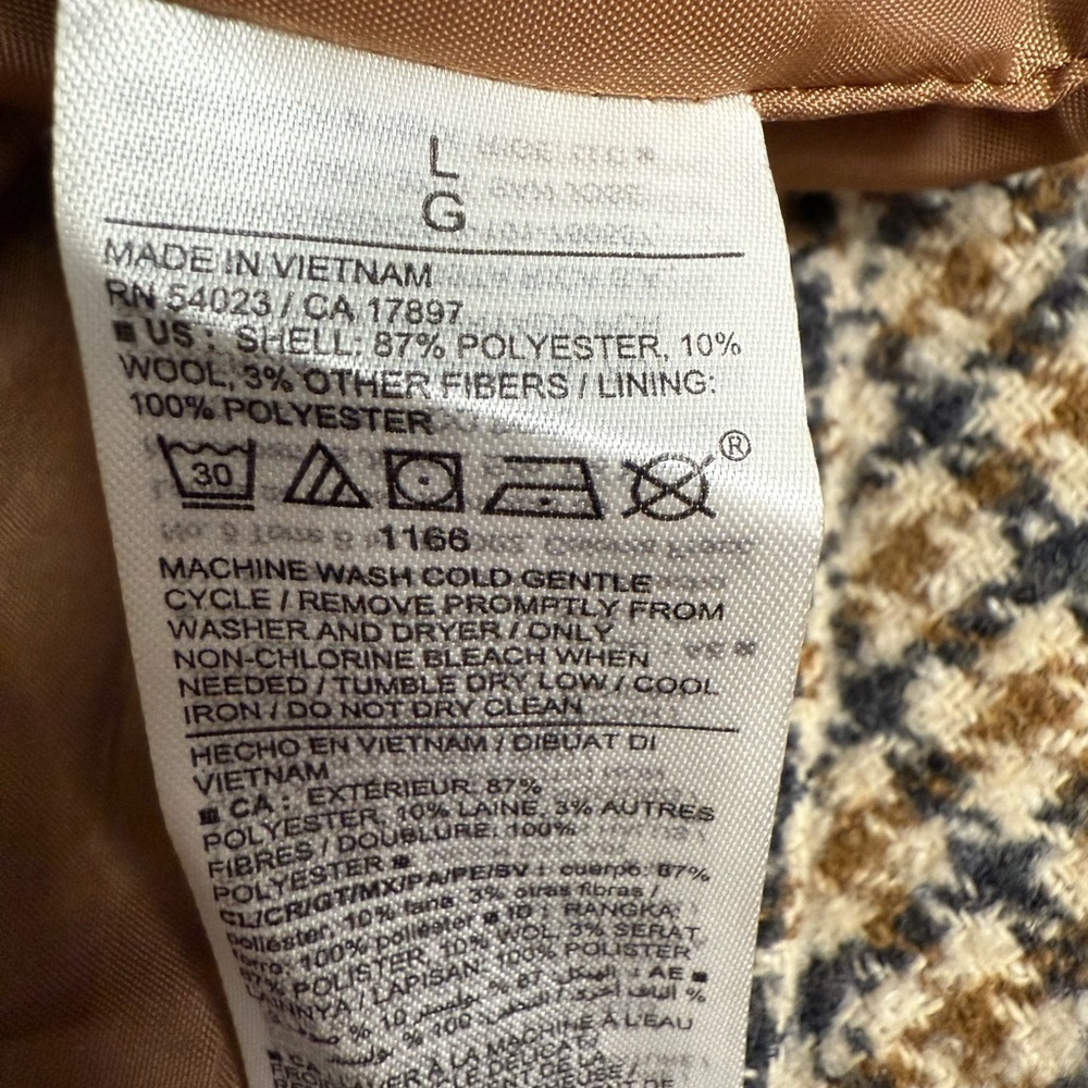 Old Navy Houndstooth Coat Jacket Size L Brown Tan Classic Button Front - Picture 6 of 7